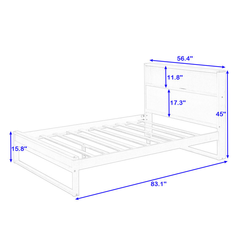 Latitude Run® Wooden Platform Bed with Storage Headboard, Socket and